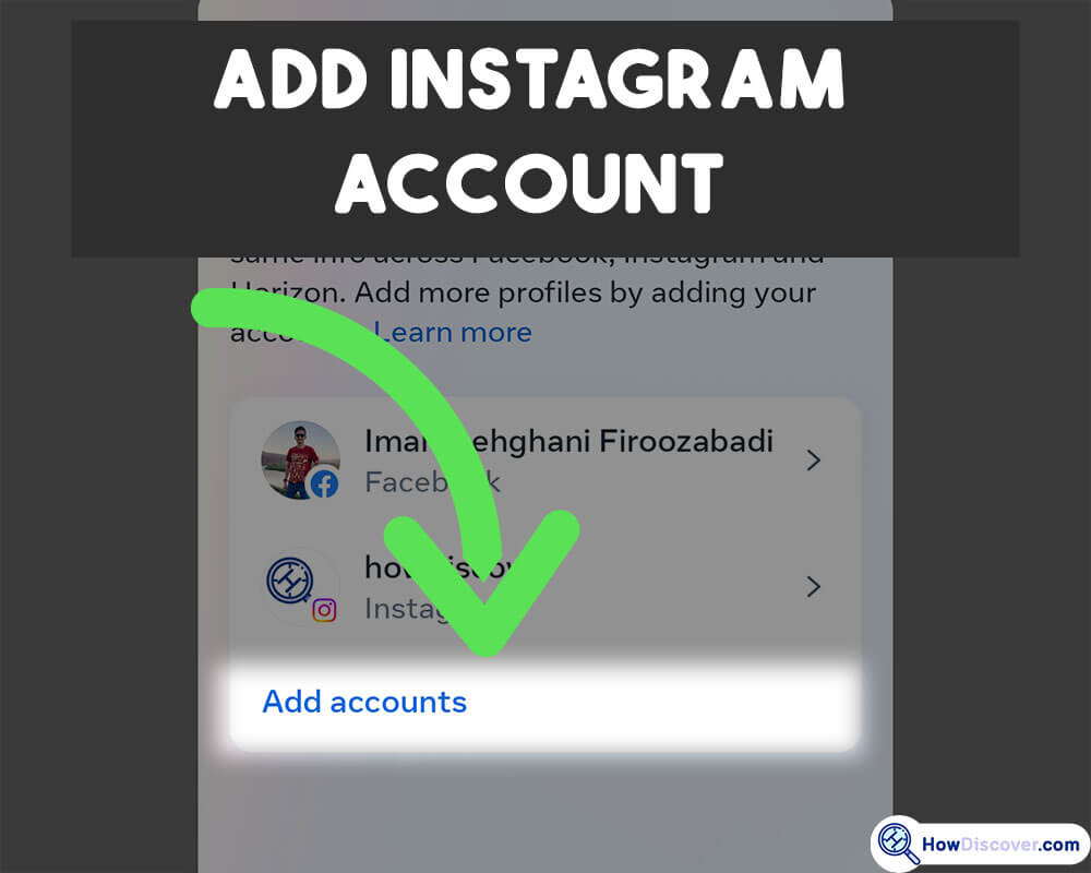 Tap on Add Accounts and select your Instagram account