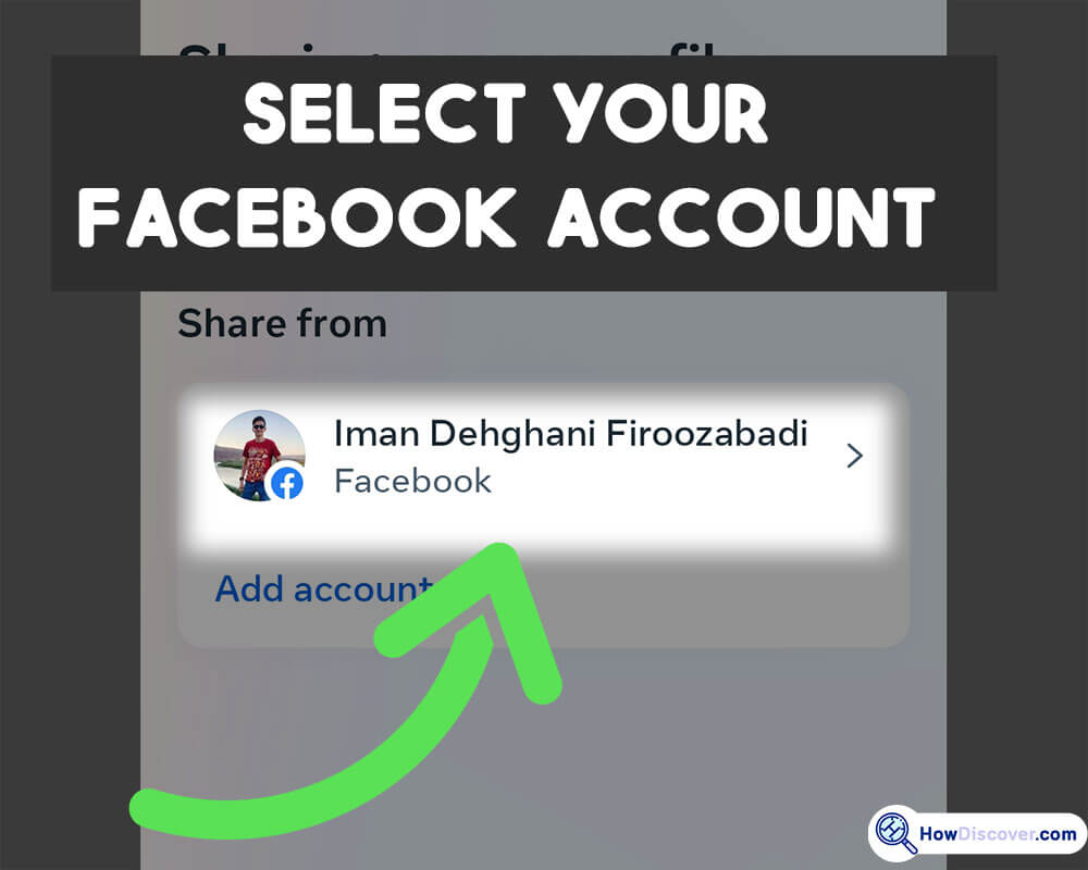 Select your Facebook account. - How To Share Facebook Posts To Instagram