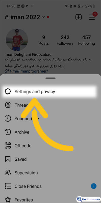 3. Then choose the Settings option and then the Security icon.