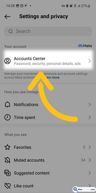 4. Click on Account Center. Where To Find Instagram Backup Codes