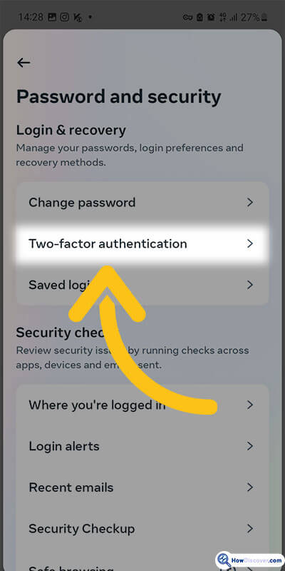 6. Tap on the Two-factor authentication.