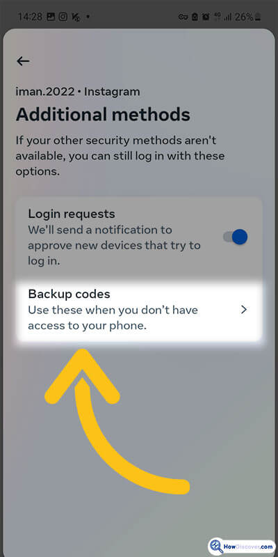 8. Then click on Backup codes. Where To Find Instagram Backup Codes